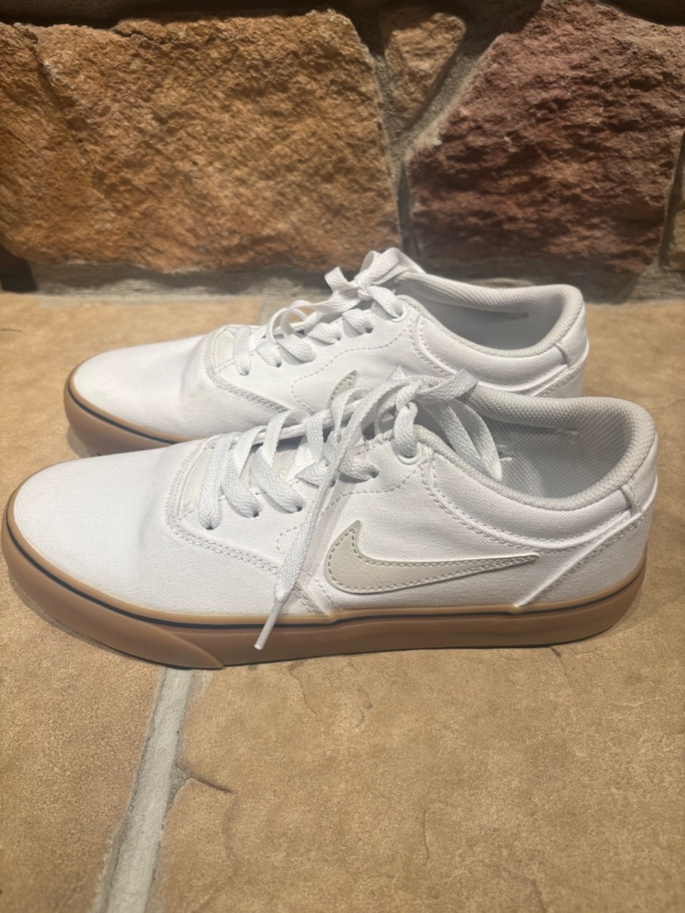 Nike Men’s Chron 2 Canvas SB White Sneakers with Gum Sole, size 7.5 - Picture 2 of 9